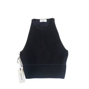 Babaton Women's XS Crop Top Tank‎ Knit Ribbed Thick Stretch Black Casual